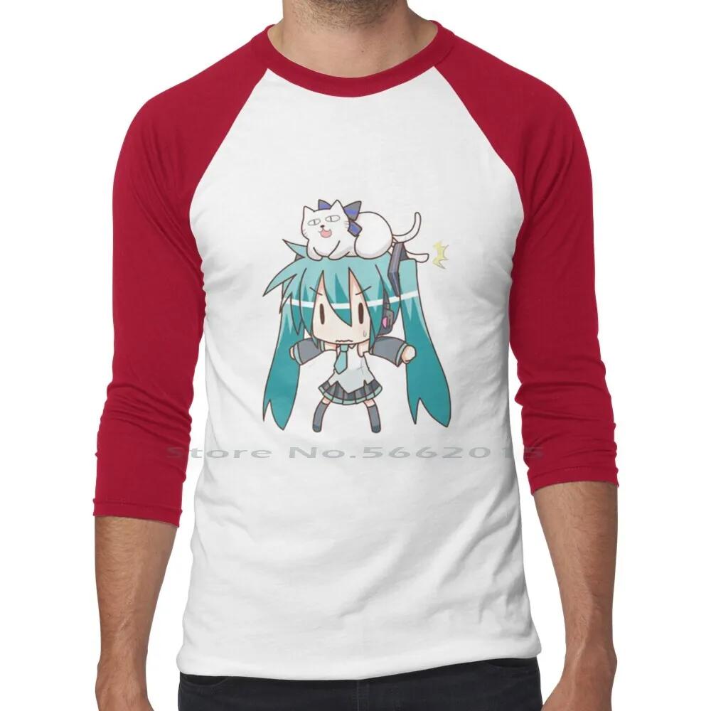 Miku T Shirt 100% Cotton Kawaii Manga Anime Girl Japanese Short Long Sleeve Tee Top