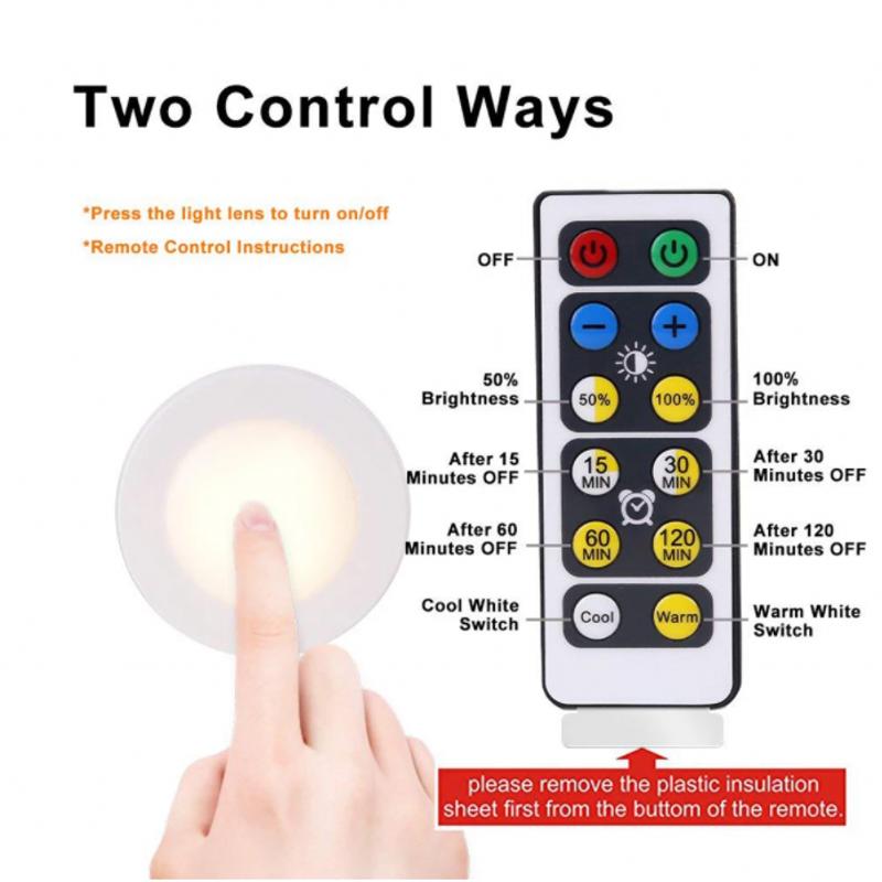 LED Night Lamps Battery Power Remote Control Suitable for Kitchen Stair Cabinet Light Wireless Dimmable Touch Sensor Dual Color