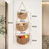 3 Pack 3 Tier INS Macrame Hanging Baskets Handmade Woven Wall Bag Kitchen Wall Mount Fruit Storage Household Food Organizer Rack