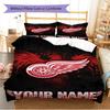 Name Custom Detroit Red Wings Logo Pattern Bedding Set Quilt Cover Pillowcase Home Decor Gift (1 * Duvet Cover + 2 * Pillowcase, Without Core)