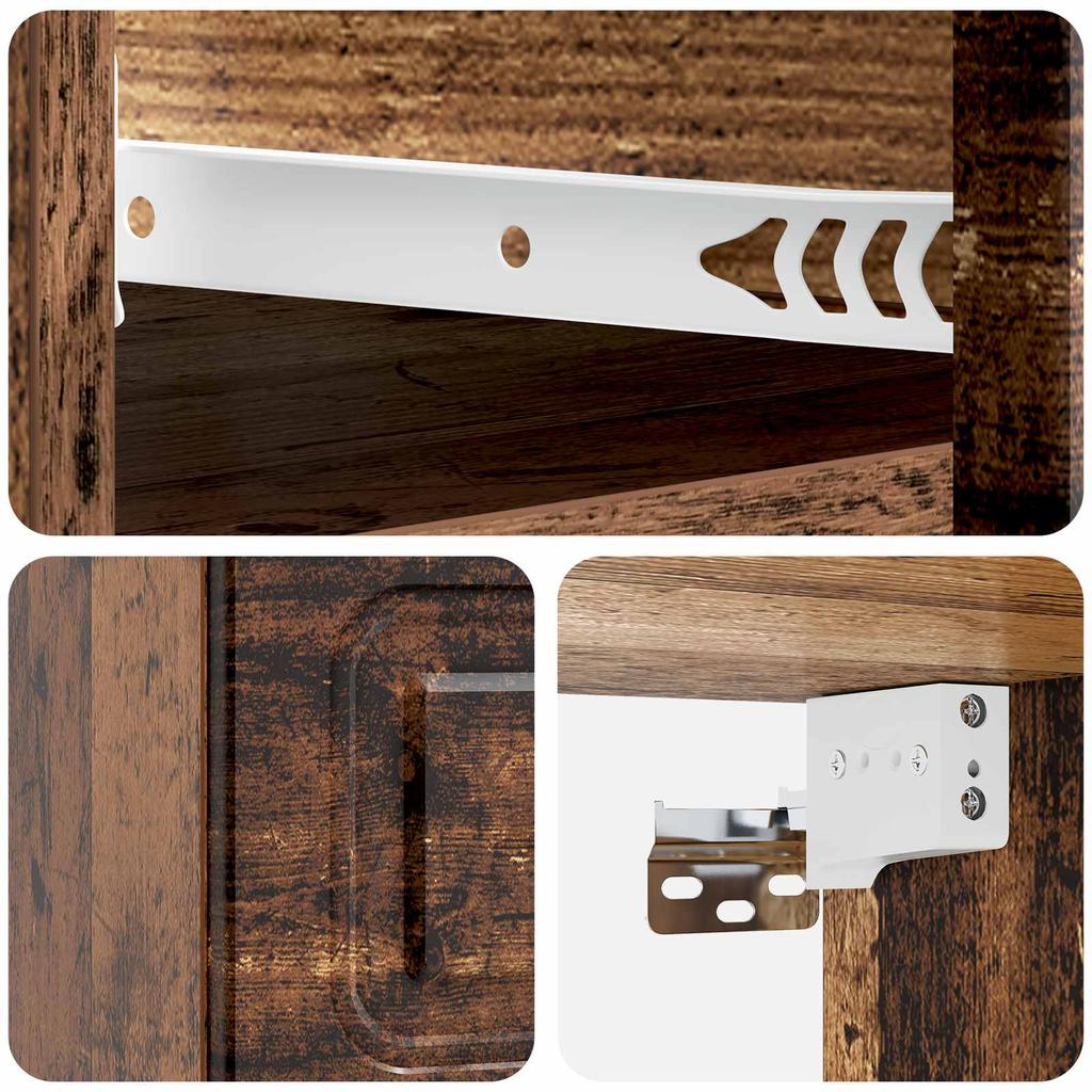 Wall Mounted Nightstand Reclaimed Wood Look 34.5 x 33 x 20 cm