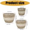 Decorative Flower Pot Cover Set, Three Natural Fiber Baskets In Graduated Sizes with Neutral Color Blocking for Windowsills, Studies, and Entryways