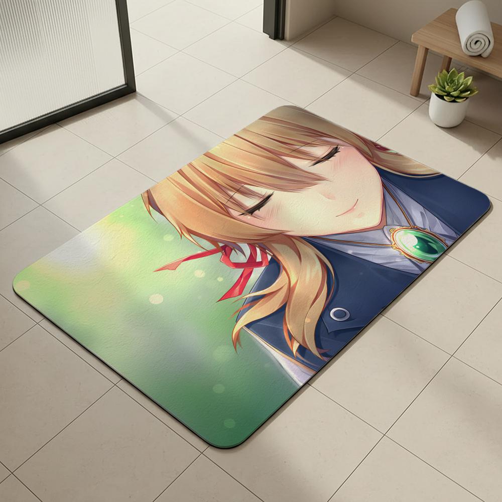 Anime V-Violet E-Evergarden Floor Mat Diatomite Bath Mat, Quick Dry, Absorbent, Multi-Scene Mat
