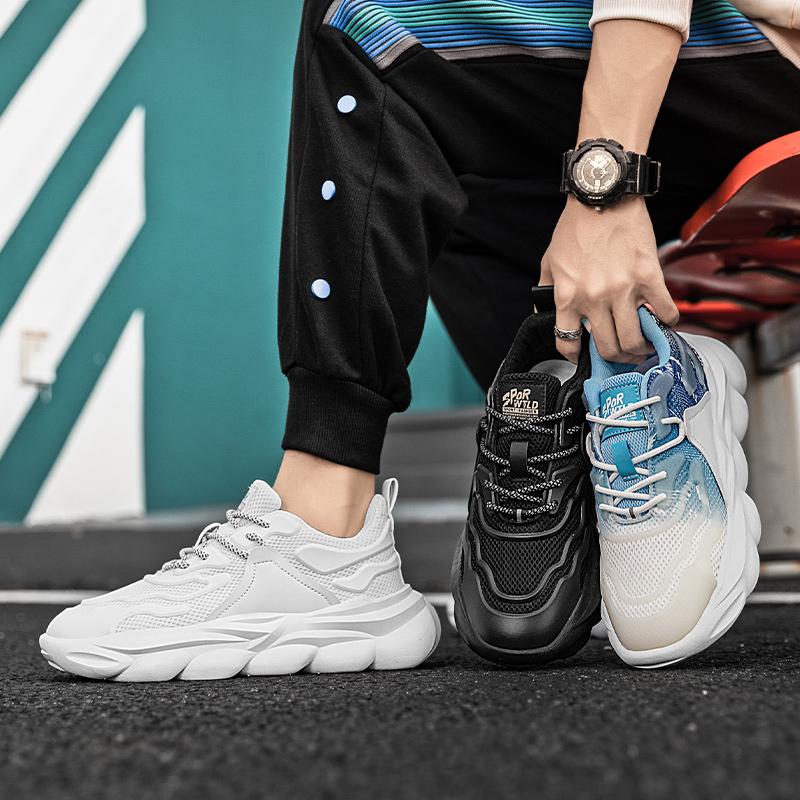 

Чоловіча мода Повсякденне взуття на товстій підошві Хлопчики Студенти В тренді М’яка підошва Зручні кросівки Чоловіче класичне дихаюче взуття 46 чорний