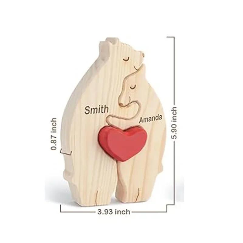 Art Puzzles Free Custom Wooden Bear Home Puzzles Custom Name Warm Gifts Anniversary Birthday Gifts Christmas Home Decor Ornament