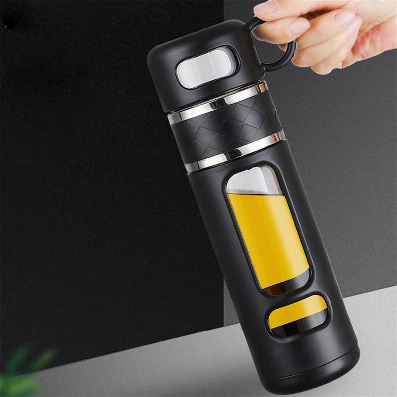 520ML Tea Water Bottle With Tea Filter High Borosilicate Glass Tea Water Separation Water Cup Portable Filtering Bottle Tumbler