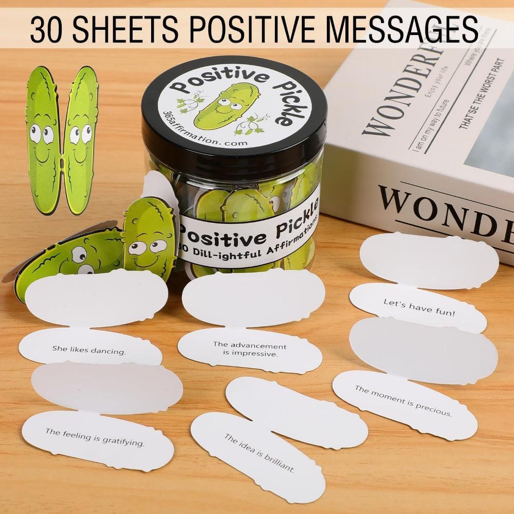 Positive Pickle Emotional Support Affirmation Cards Mini Affirmation Card Jar, 30/60 Unique Positive Messages, Decorative Jar for pressure Relief Gift