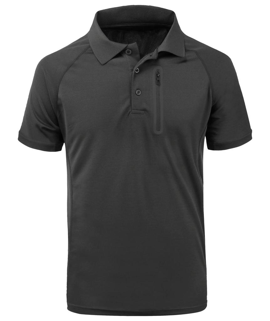Summer Short Sleeve Tactical Shirt Men Performance Polo Shirts with Zipper Pocket Quick Dry Outdoor Travel Hiking Shirt USA Size
