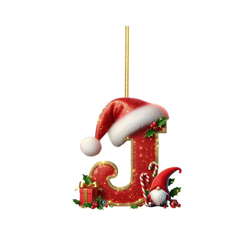 Christmas 26 Letters Ornament Flat Hanging Pendant Personalized Holiday Festive Tree Decor Gift For Christmas Party Ornament