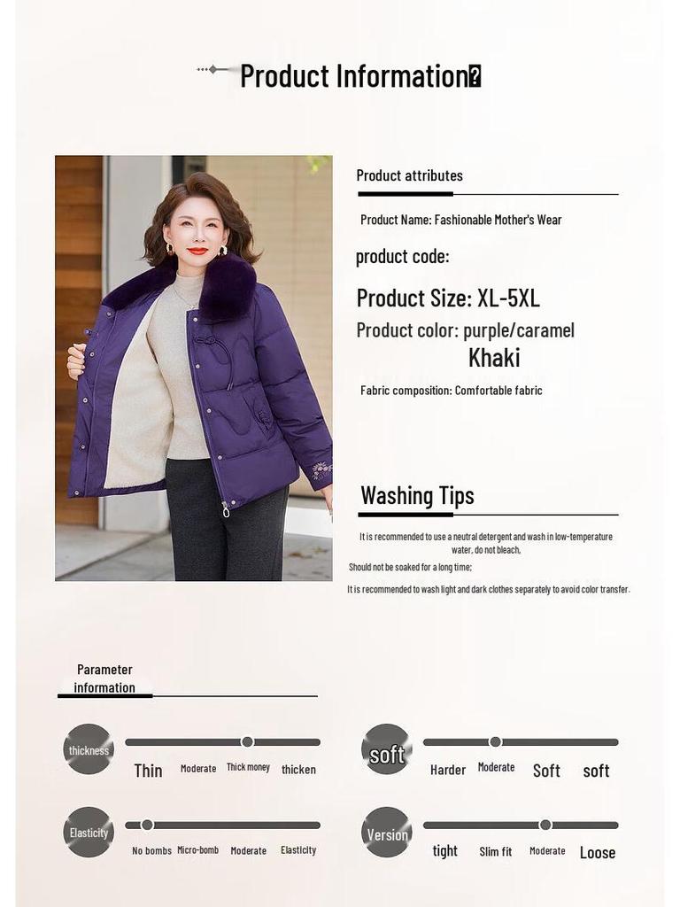 Yalu Women's Padded Winter Jacket for Mid-Aged Women