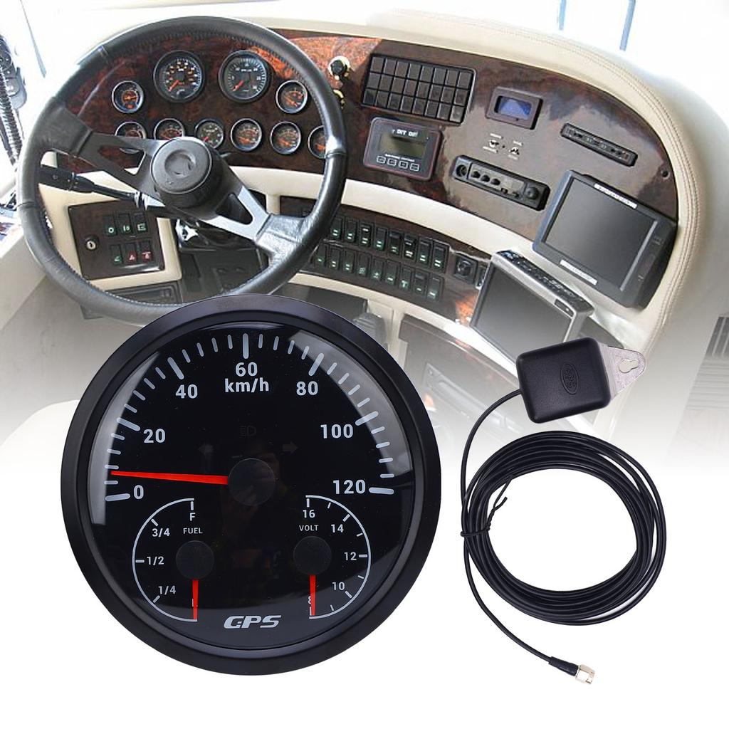 3 in 1 GPS Speedometer 0 to 120KMCelsiusH 110mm Odometer 8 to 16V Voltage Gauge E-1Celsius4-1Celsius2-3Celsius4-F Fuel Meter with Turn Signals f