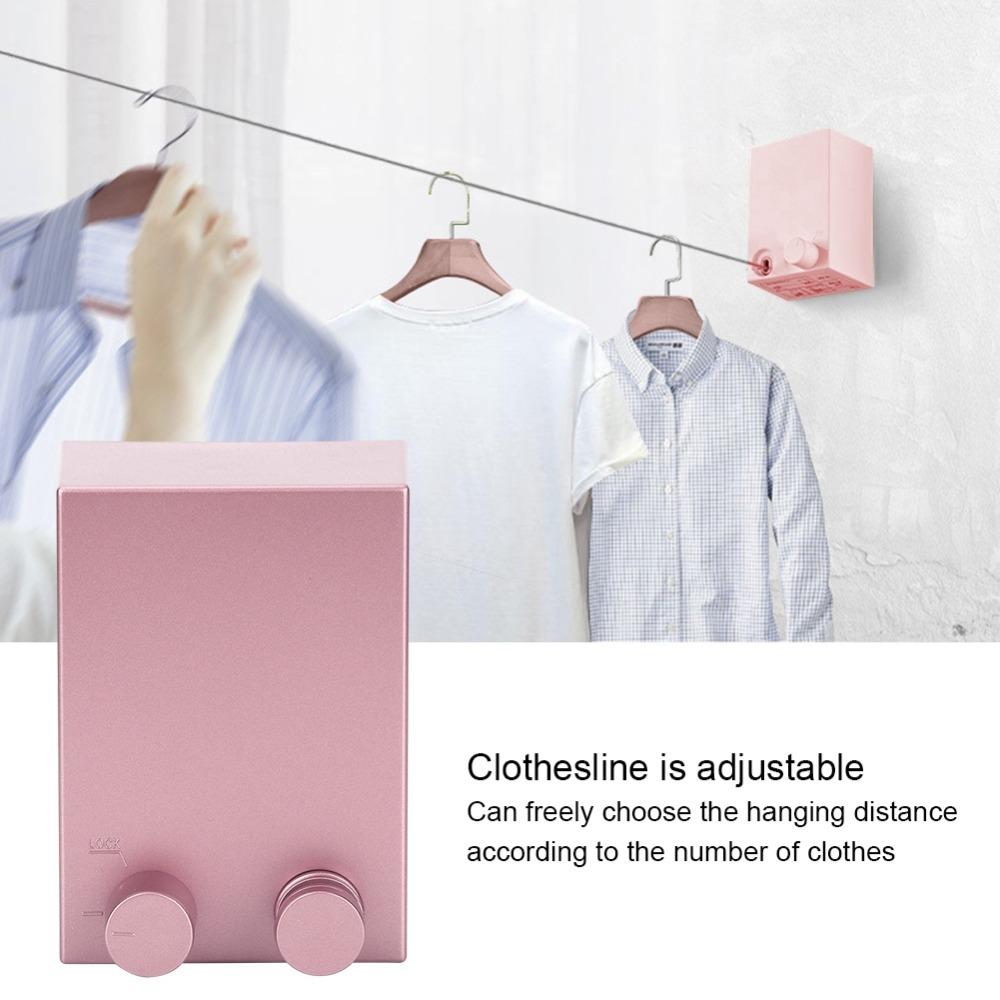 Gold Pink Retractable Clothesline Stainless Steel  ABS Steel Rope Clothesline  Indoor Outdoor
