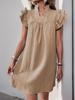 Summer Style Loose Straight Dress - Casual Vacation Stand Collar Solid Color European and American Fashion