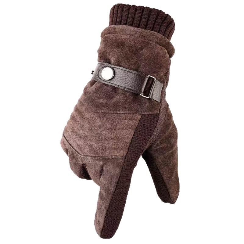 Mens Winter Leather Gloves Motorcycle Cycling Outdoor Warm Thick Lined Pigskin Touchscreen Compatible