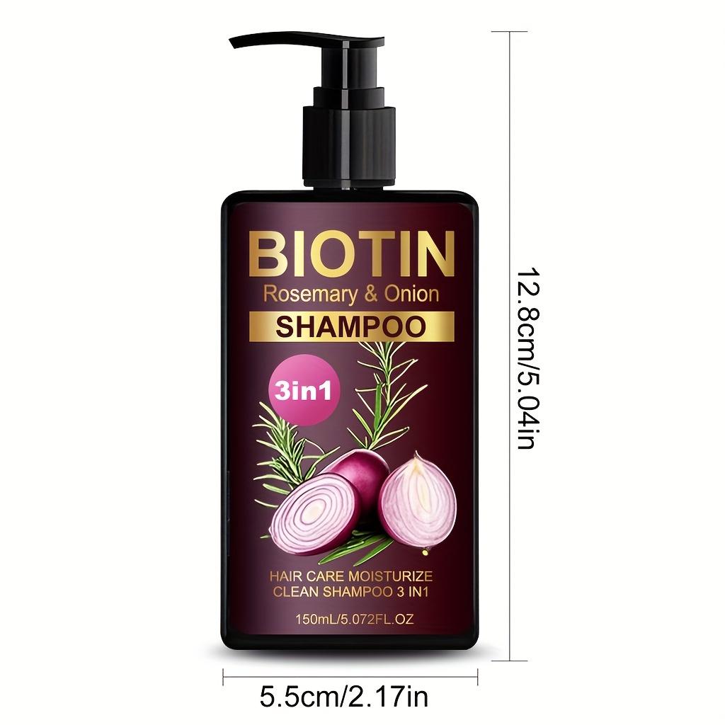 Biotin, Rosmarin und Zwiebel 3-in-1 Shampoo - Tiefenreinigung und Feuchtigkeitspflege, Starkes und Trockenes Haar, Reduziert Haarbruch, Für Alle Frisuren Geeignet
