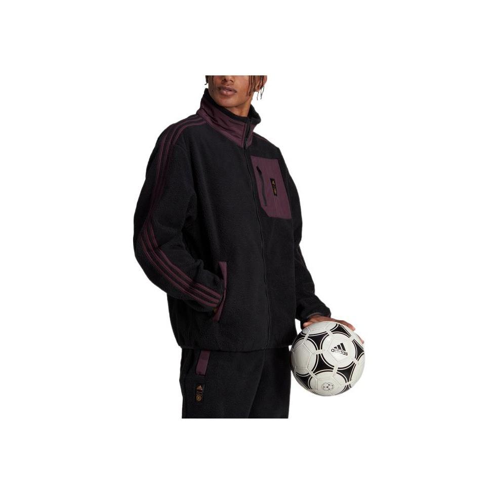 Adidas Logo Print Striped Stand Collar Jacket Men Jackets Black HF4069