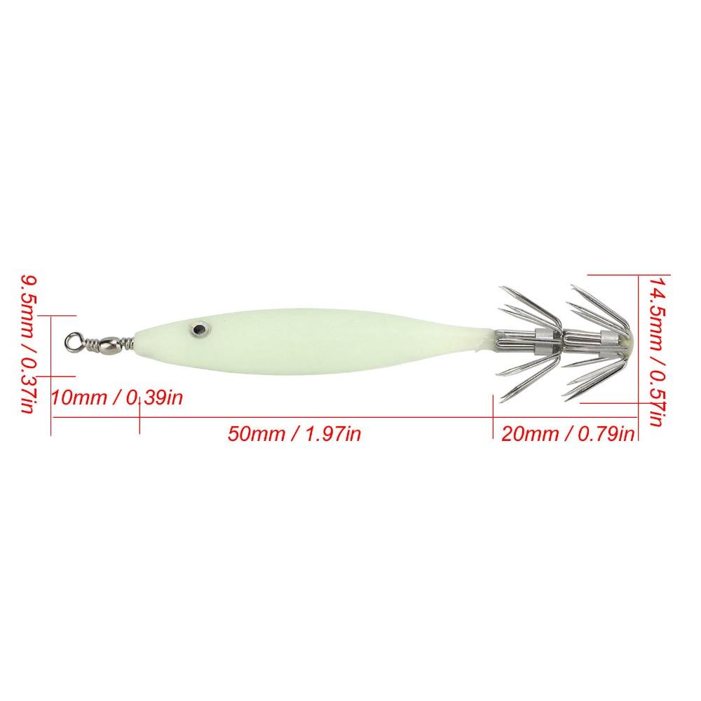 5PCS Luminous Squid Jigs High Carbon Steel Hook 8cm Squid Jig Saltwater Lure with 360° Swivel Artificial Bait Freshwater Fishing
