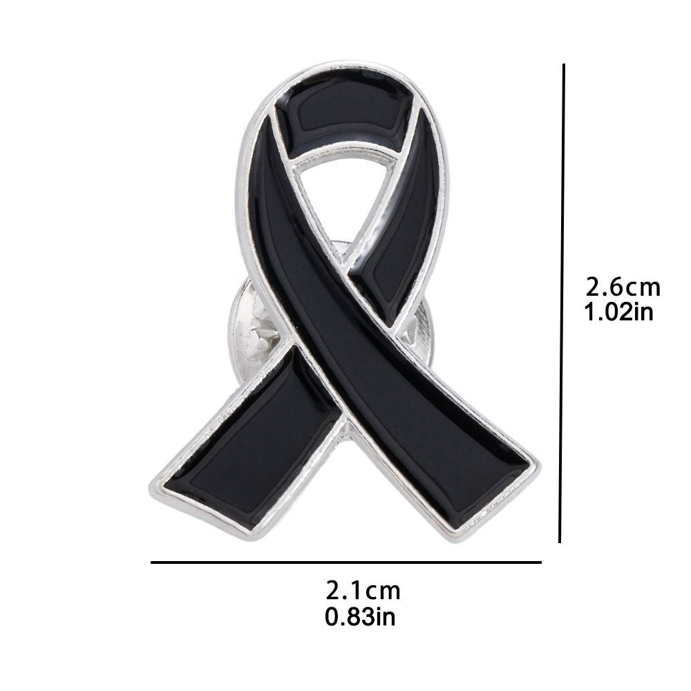 Awareness Black Ribbon Pin Melanoma Cancer Skin Cancer Funerals Memorial Pin Vintage Breast Cancer Funeral Ribbon Badge Brooch