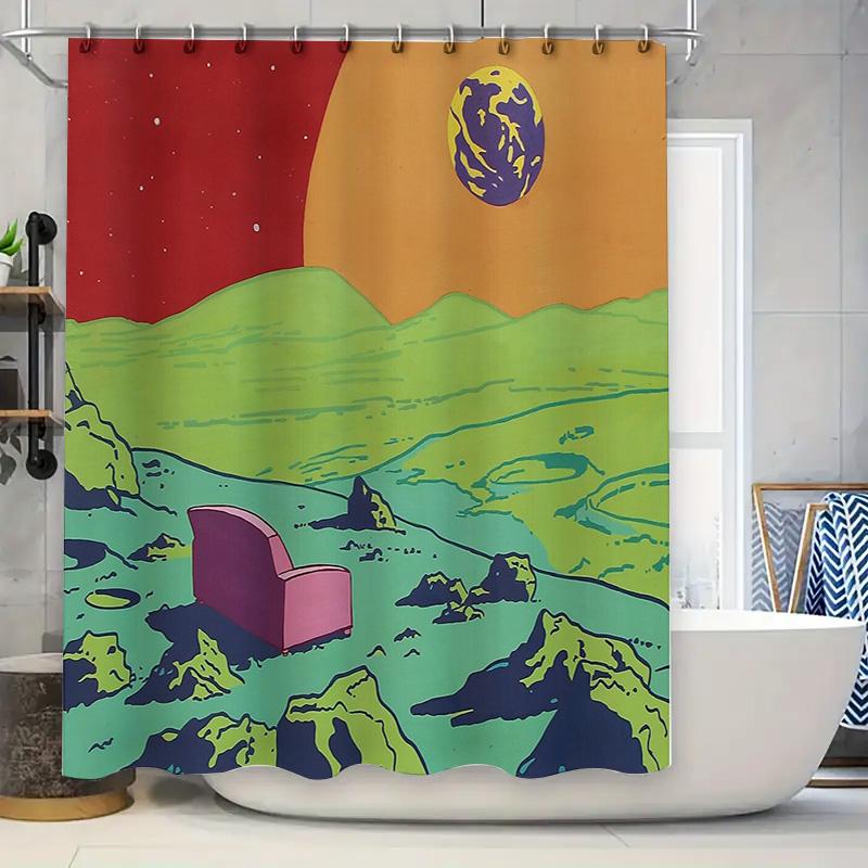 

Unique Space Galaxy Shower Curtain Nebula Starry Sky Decor Modern Bathroom Set W60H190(CM)-1 Pcs