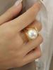A Women's Y-Shaped French-Style Imitation Pearl Ring, a Stylish and Elegant Piece of Jewelry Suitable for Vacation and Everyday Wear