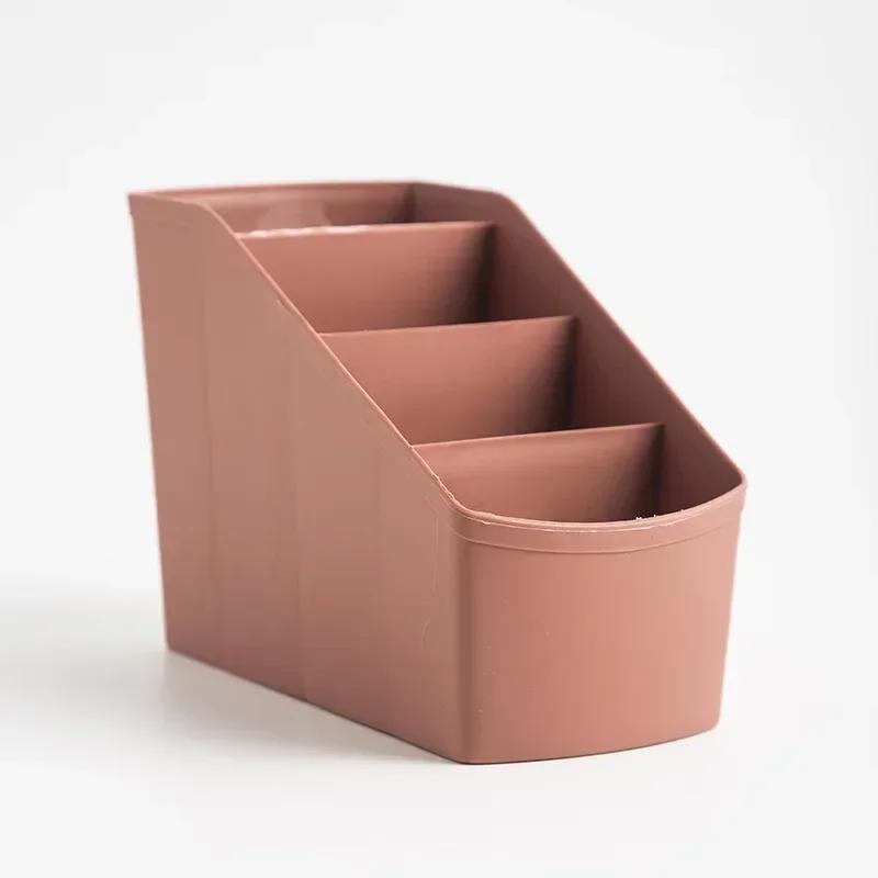 

ll-in-One Plastic Desktop Organizer Box with Multiple Compartments & Drawer - Space-Saving Storage for Remote Controls, Makeup красный