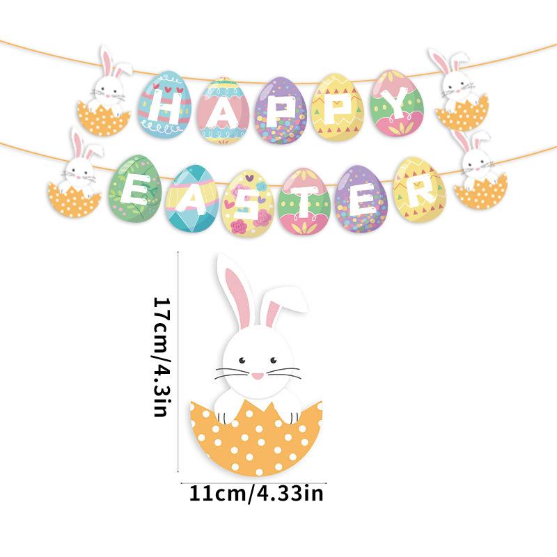 Happy Easter Banner Colorful Bunny Easter Eggs Carrot Banner Garland Signs Spring Themed Easter Day Decorations for Home