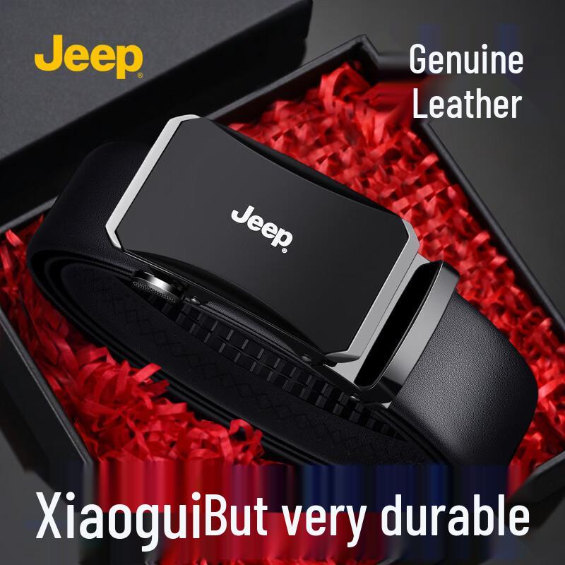 JEEP Men s Genuine Leather Automatic Buckle Belt 120cm