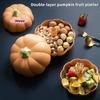 M-Double-Layer Simulated Pumpkin Fruit Basket Moisture-Proof Dust-Proof Fruit Box Layered Design Fruit Plate for Home Decoration