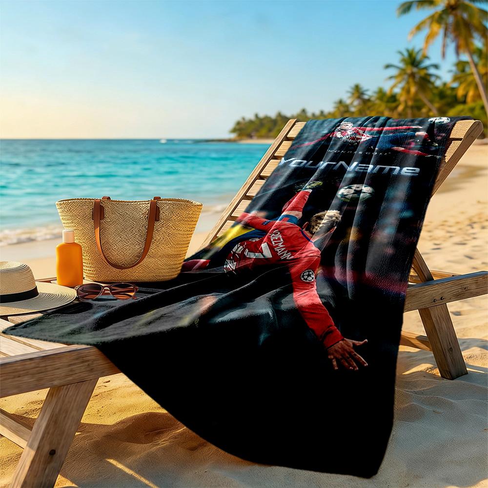 Atletico Madrid Customize Your Name Beach Towel Super Soft & Absorbent Portable for SwimmingBeachCamping Travel Beach AccessoriesGym