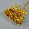 Silk Flower Golden Rose Photography Props Wedding Decoration Single Branch Rose Living Room Home Decoration Flower Hotel Decorat