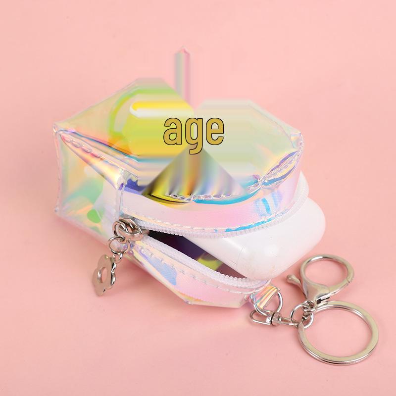 Korejský styl dívčí laserová peněženka na mince - Roztomilá mini peněženka na rtěnku, sluchátka a klíče