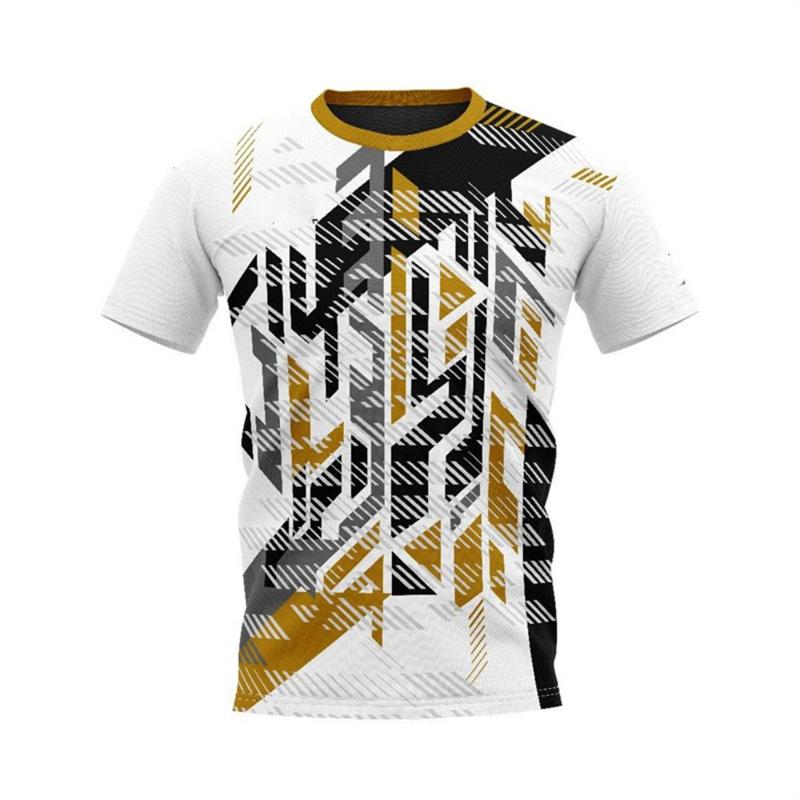 Fashionable Geometric Pattern 3D Printed T-shirt Summer Casual Running Sports Shirt Men s Loose and Breathable Fitness Ball Suit XS
