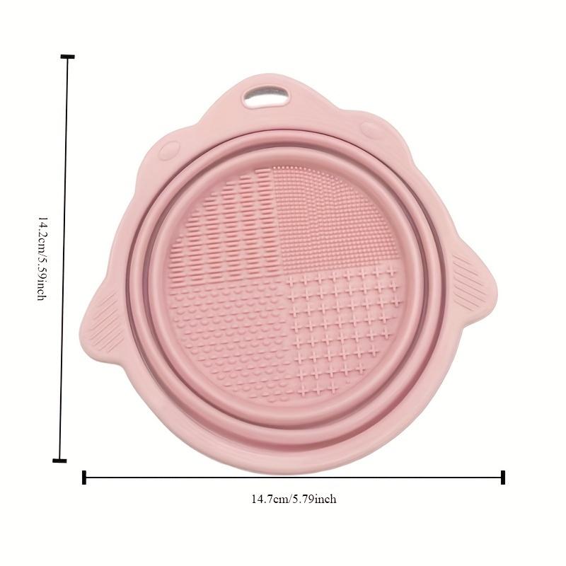 1pc Multi-functional Silicone Makeup Brush Cleaning Bowl Powder Puff Beauty Washing Scrubber Pad with Folding Brush Holder