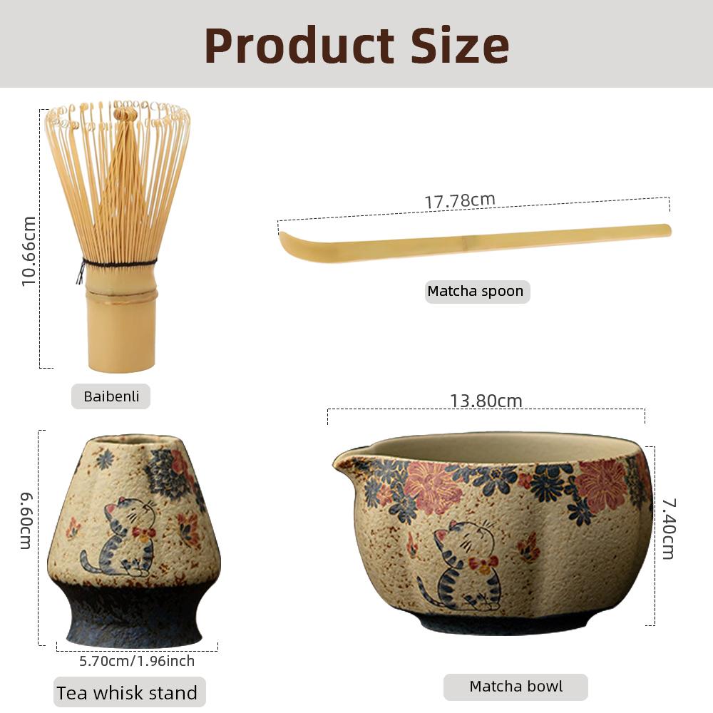 Japanese Matcha Set Flint red Matcha Making Set Whisk Teaspoon Ceramic Bowl Tranditional Tea Sets Matcha Bowl Tea Tools Gifts