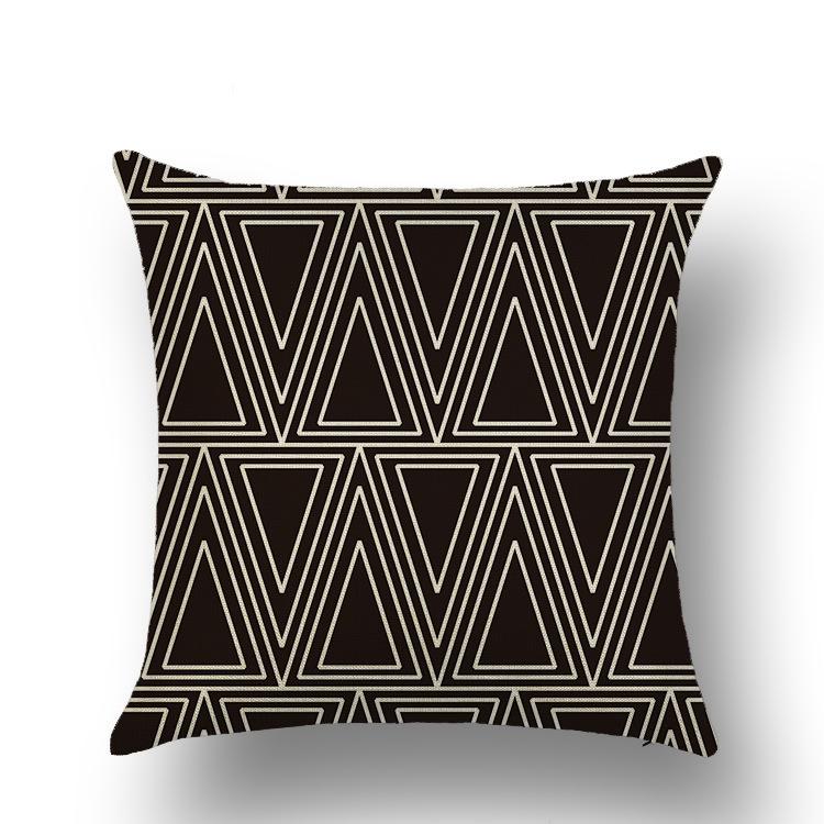 Nordic Black and White Geometric Pattern Linen Pillowcase Modern New American Triangle Abstract Style Sofa Pillow