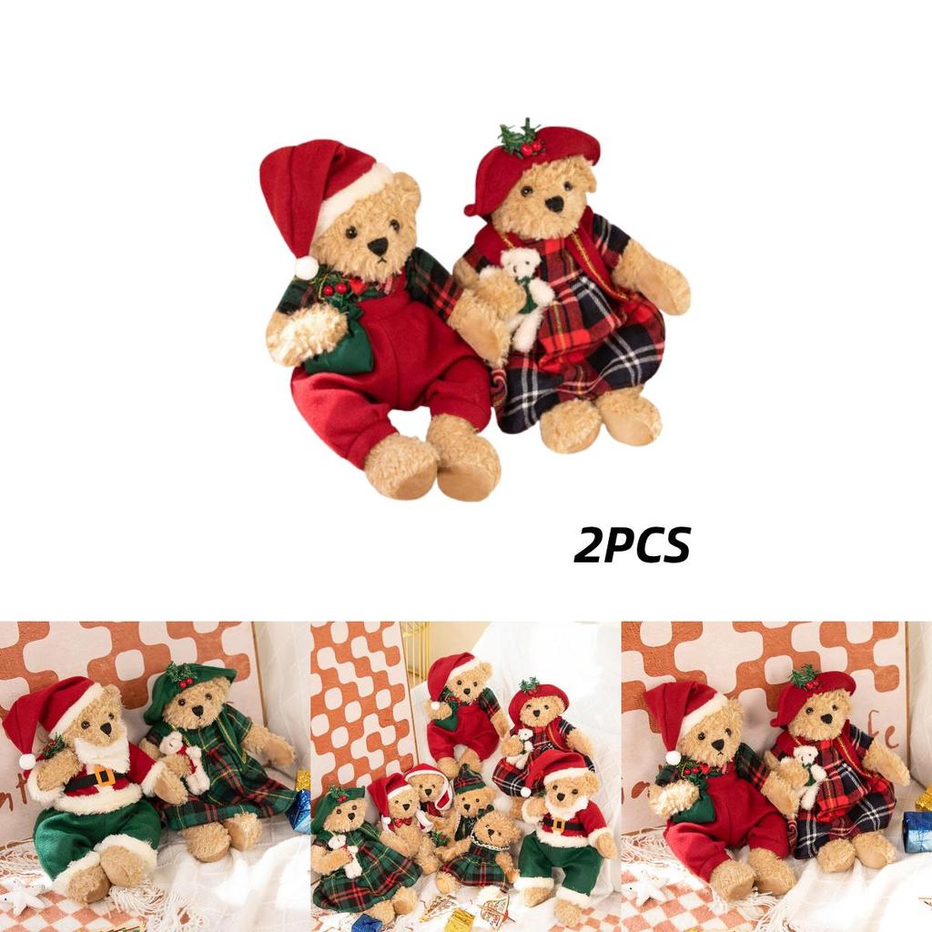 Orsacchiotto di Peluche di Natale Coppia di Bambole Rosse Con Disegno di Orsetto Perfetto Per Natale!