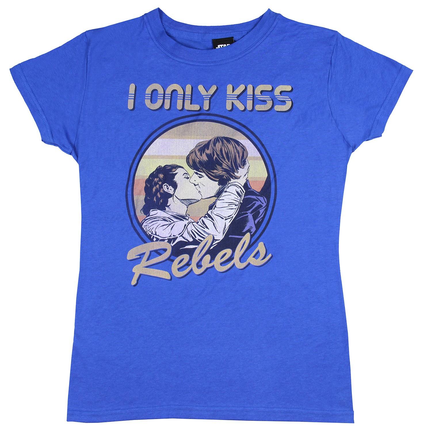 Star Wars Han Solo And Leia I Only Kiss Rebels Juniors T-Shirt (Small) S