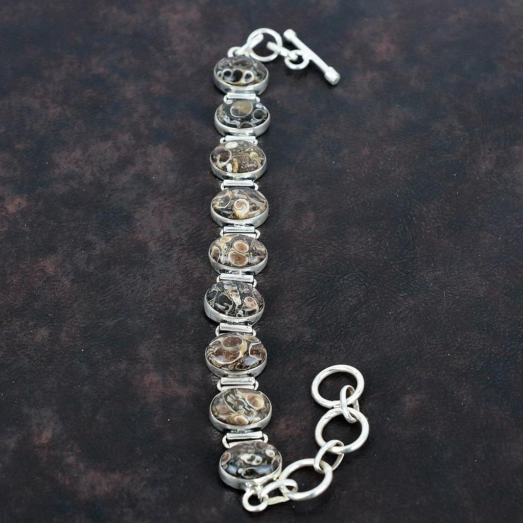 Turritella agate bracelet gemstone jewelry 925 sterling silver bracelet adjustable chain handmade bracelet brand new jewelry gifts for women