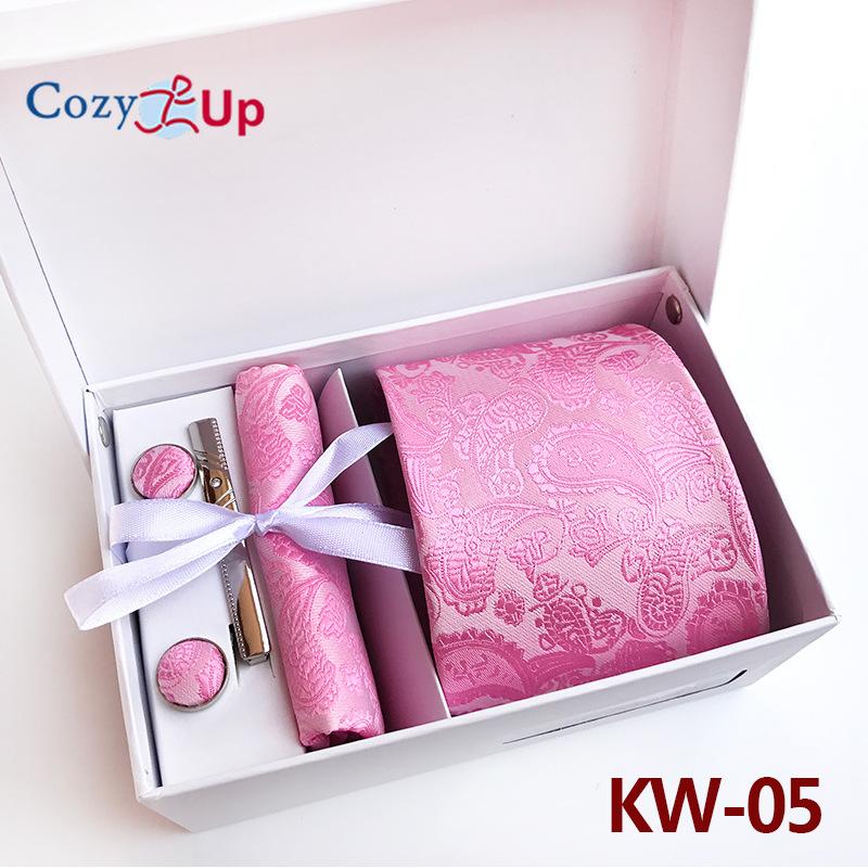 Cozy Up 6 Pieces Set Paisley Men's Tie Including Tie Square Scarf Cuff Tie Clip Gift Box