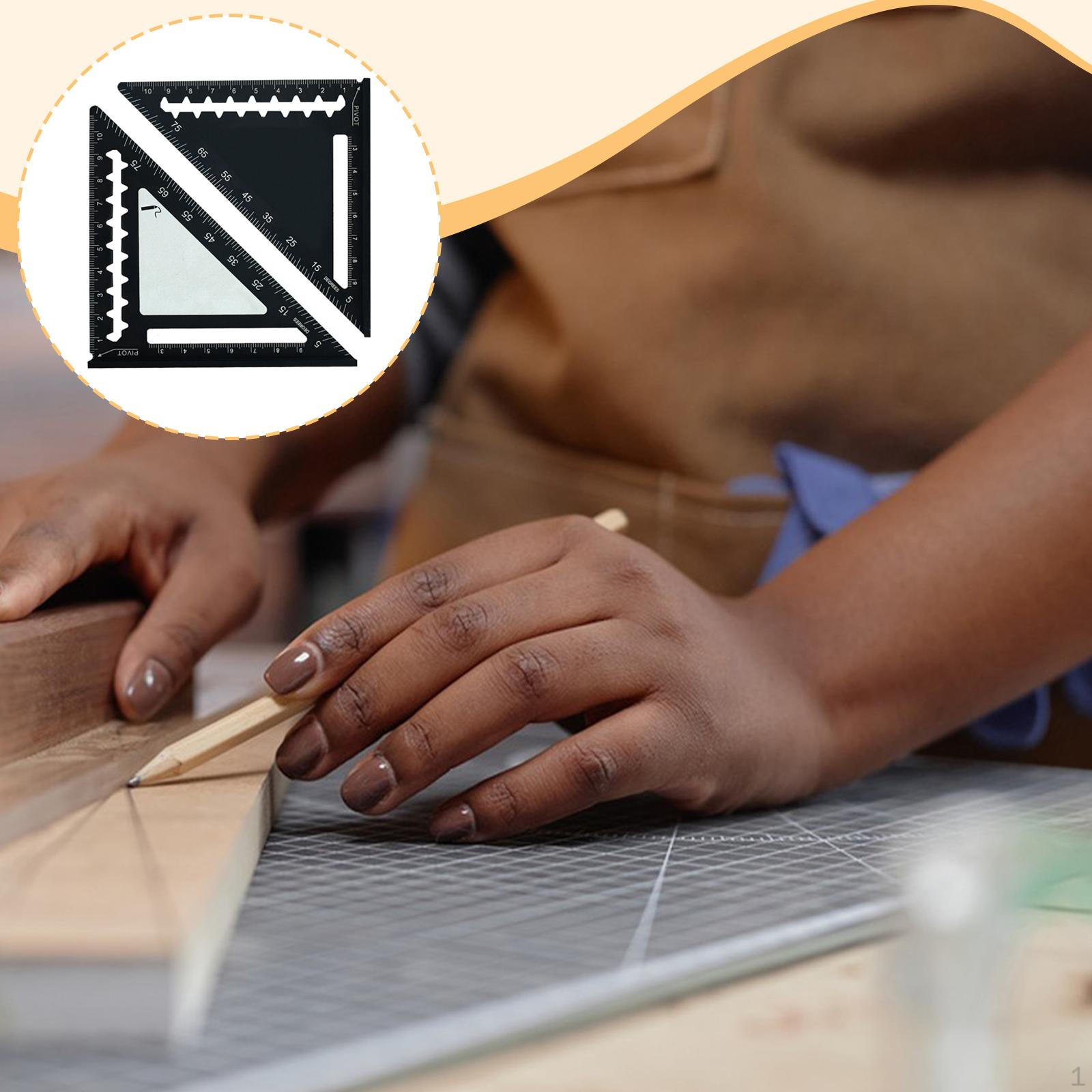 

Треугольная линейка для разметки 45/90 градусов, столярный угольник, профессиональный износостойкий измерительный инструмент для DIY чёрный