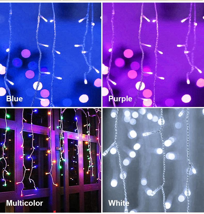 Outdoor Waterproof LED Starry Icicle Fairy String Lights - Holiday Flashing Curtain Decoration