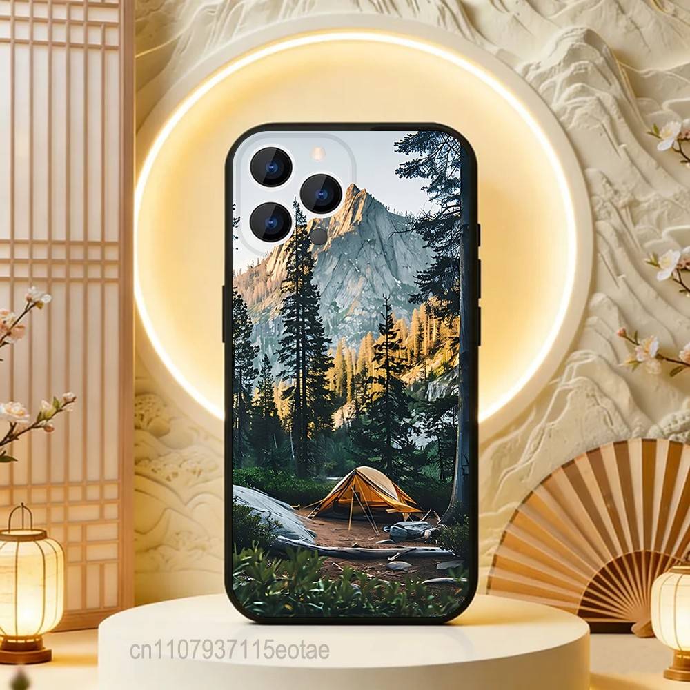 

Nature Mountain Outdoor Camping Phone Case For iPhone 17,16,15,14,13,12,11,Pro,Max,Plus,E,Air,Mini Black Shockproof Funda Cover iPhone11PROMAX