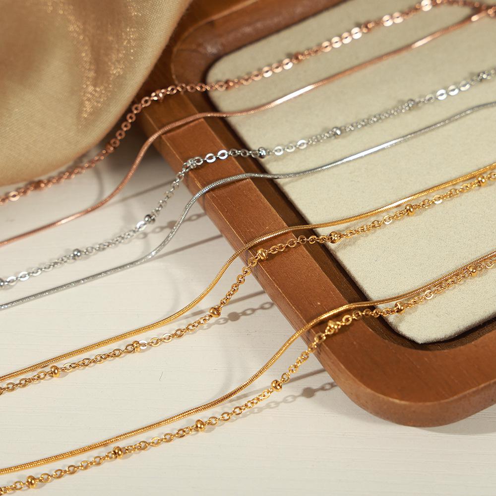 18K Gold-Plated Korean Style Double Layer Titanium Steel Bracelet for Women