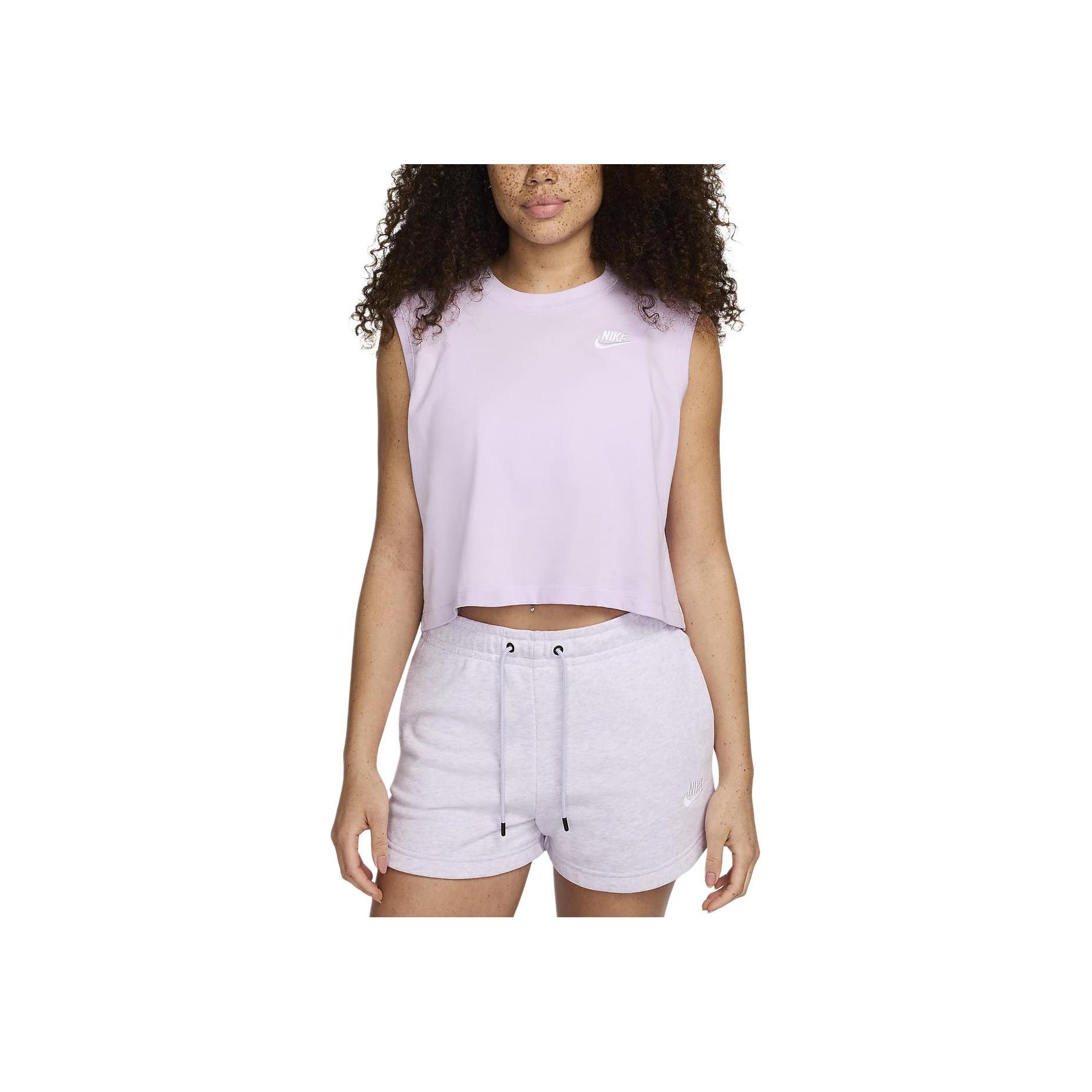 

Nike Спортивная одежда Клубный свитер с круглым вырезом Короткий жилет без рукавов Женские топы Светло-фиолетовый FV5506-511 L
