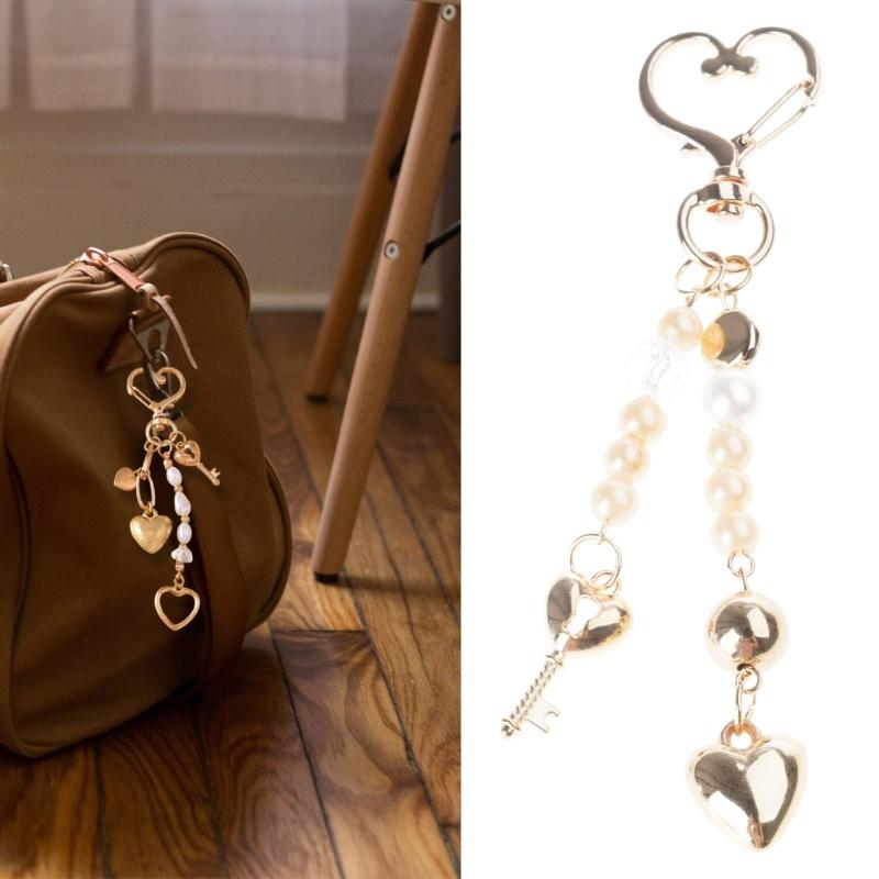 Perlen Herz Anhänger Schlüsselanhänger Zubehör stilvoll Legierung Freundschaft Schmuck Elegant Valentinstagsgeschenk Für Sie