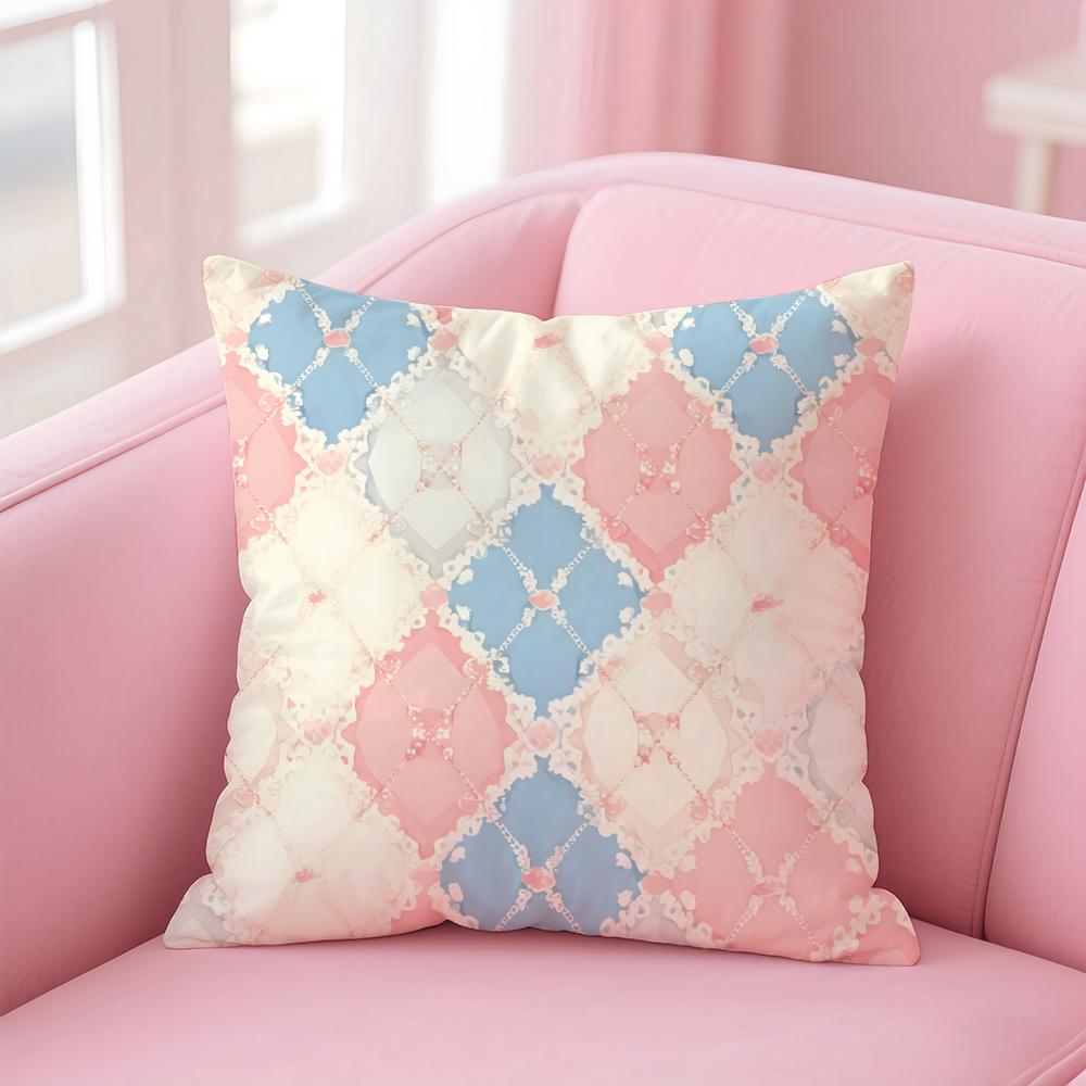 Colorful checkered pattern Cushion Cover Pillow Case Soft Skin Friendly Fabric Comfort Concealed Zipper