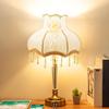 Luxshiny Vintage Lamp Shade, Victorian Lampshade with Beads Fringe Scallop Dome Lamp Cover European Cloth Lamp Covers Replacement Clip-on Lamp Shade