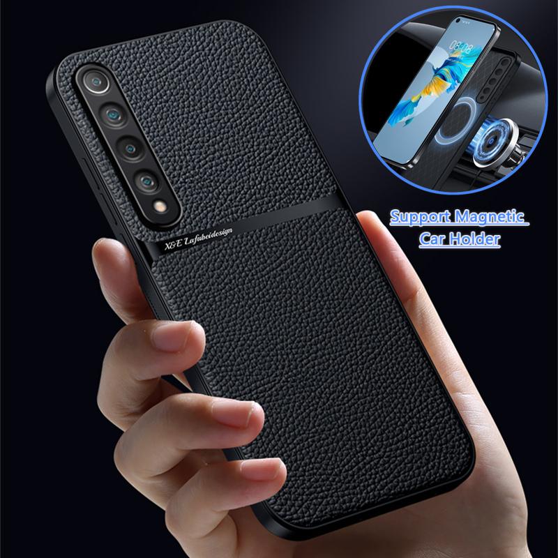 Funda For Xiaomi Mi 10 5G Case Luxury Slim Leather Car Magnetic Holder Back Cover For Xiomi Mi 10 Mi10 Soft Frame Protect Coque