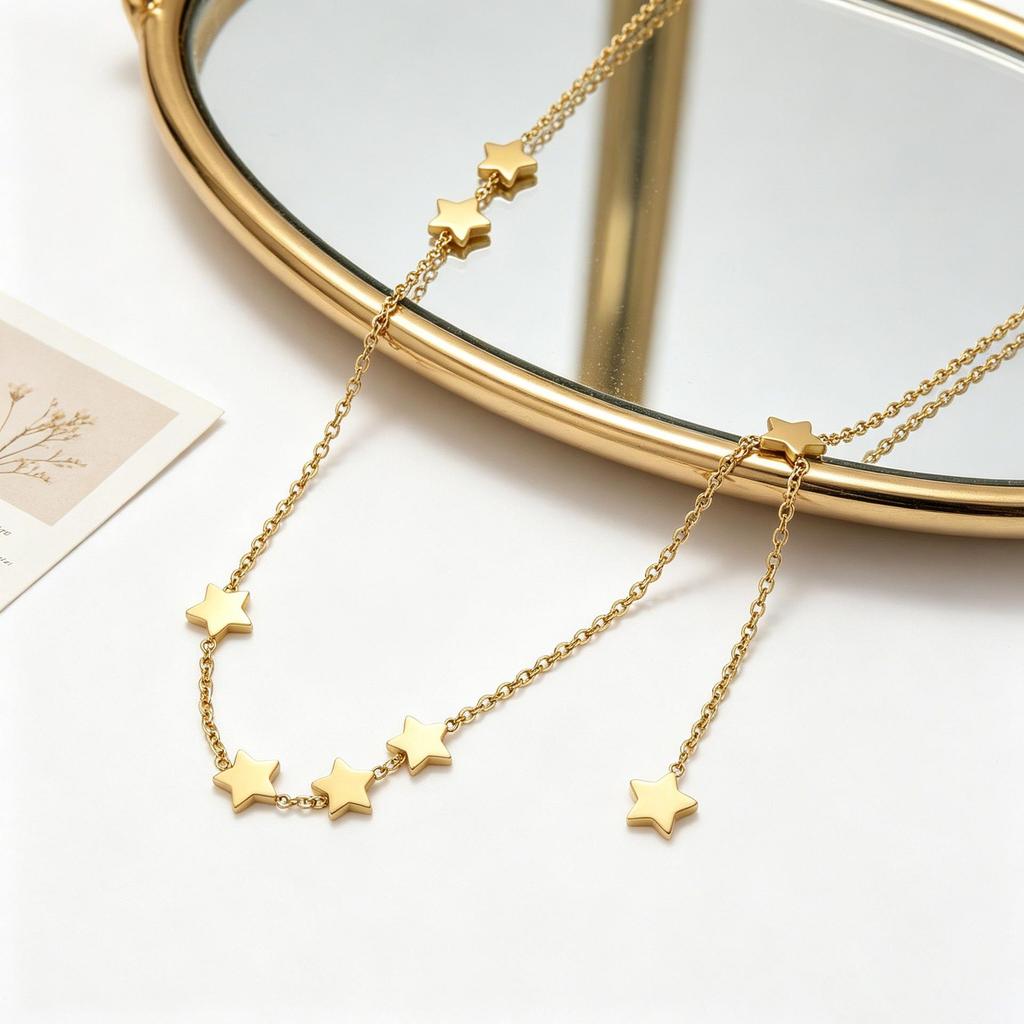 Versatile European & American Star Pendant Necklace: Stylish Stainless Steel Clavicle Chain