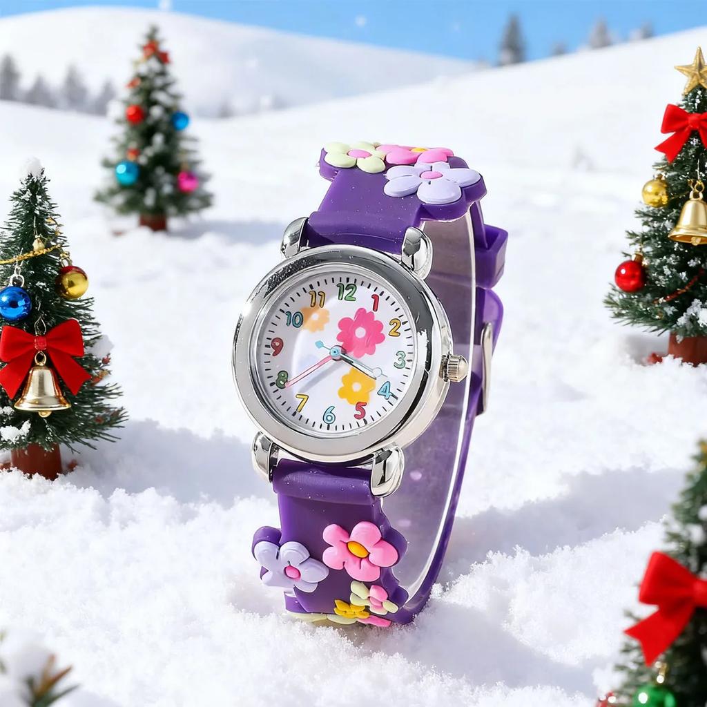 New CHILDREN'S Watch Can Love 3D Pattern Rainbow Flowers CHILDREN'S Quartz Watch Plastic Strap